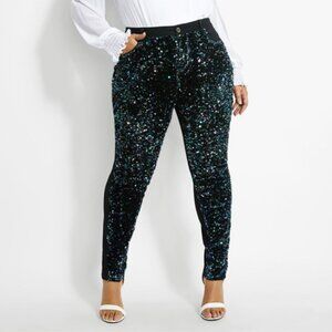 26-Black Sequined Front Skinny Jean